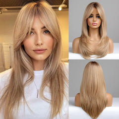 2024 Gradient Color Full Head Wig - Medium Long Style