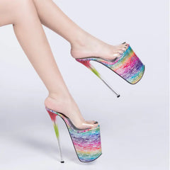 Super High Stiletto Transparent Glass Slippers