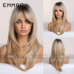 2024 Gradient Color Full Head Wig - Medium Long Style