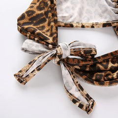 Leopard Print V-Neck Backless Lingerie Set (Style 2088)