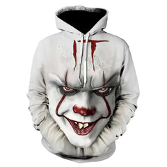 Digital Printed White Hoodie with Clown Design