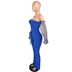 J6127 Women's Hollow Wide-Leg Jumpsuit with Dots