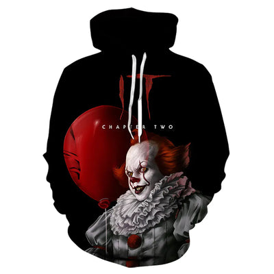 Digital Printed White Hoodie with Clown Design