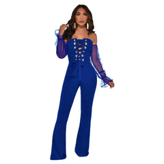 J6127 Women's Hollow Wide-Leg Jumpsuit with Dots