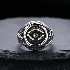 Sterling Silver Men's Eye Of God Ring