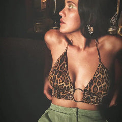 Leopard Print V-Neck Backless Lingerie Set (Style 2088)