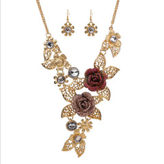Retro Bohemian Hollow Resin Necklace and Earring Set