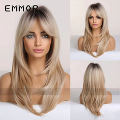 2024 Gradient Color Full Head Wig - Medium Long Style