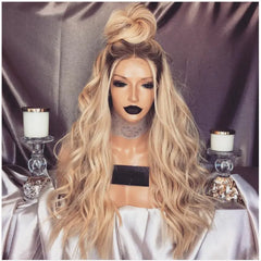 Golden Ombre Long Curly Wig with High-Temperature Fiber