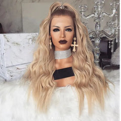 Golden Ombre Long Curly Wig with High-Temperature Fiber