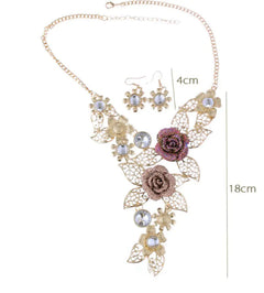 Retro Bohemian Hollow Resin Necklace and Earring Set