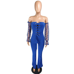 J6127 Women's Hollow Wide-Leg Jumpsuit with Dots