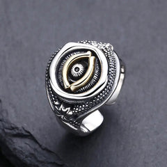 Sterling Silver Men's Eye Of God Ring