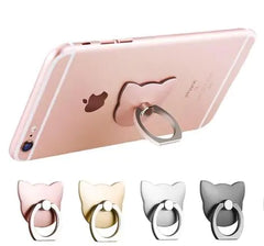 Cartoon Cat Metal Ring Holder, Stick-On Phone Stand